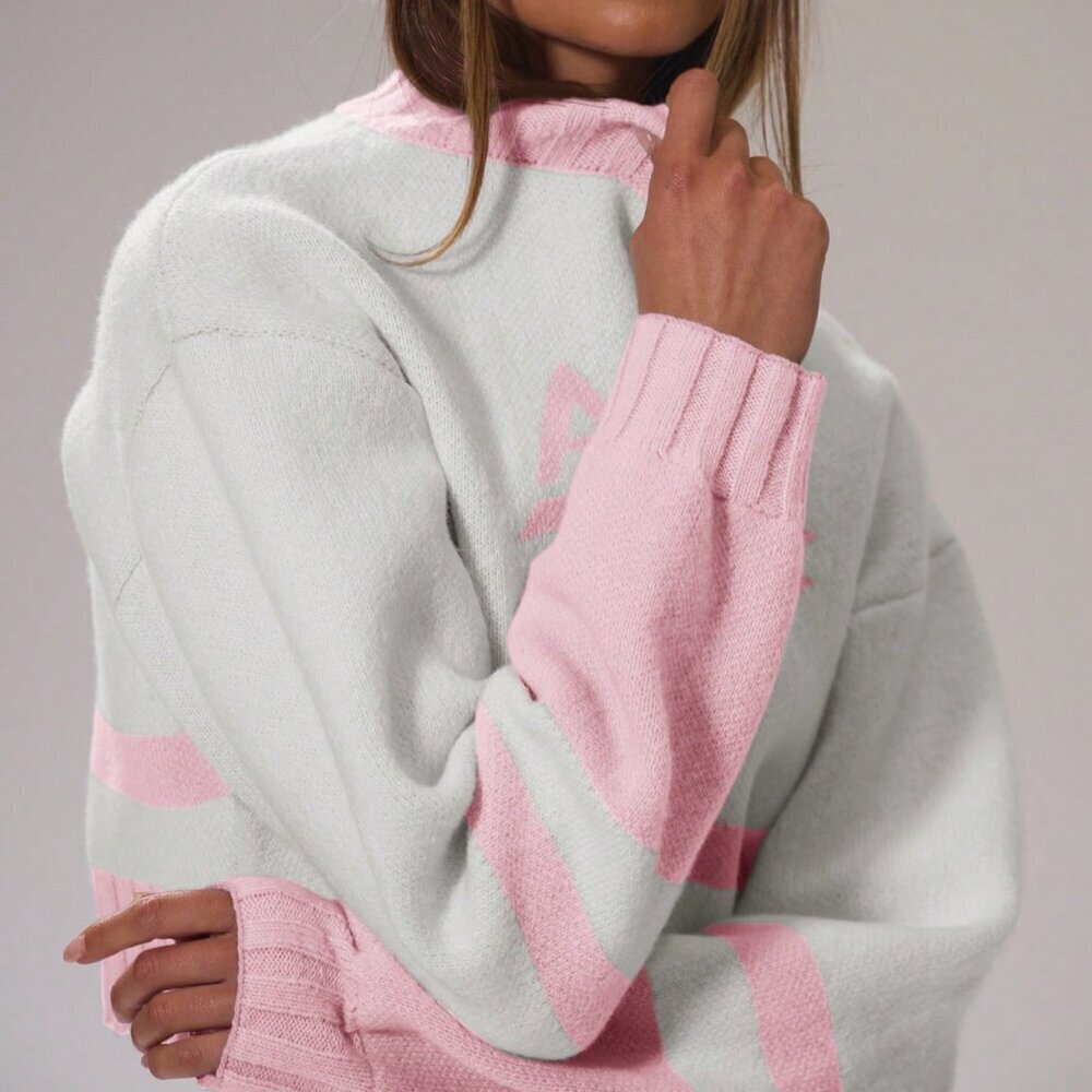 Baby Pink Casual Women's Sport Sweaters - Picture 6 of 6